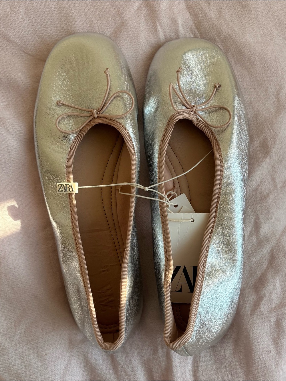 ZARA Silver Ballet Flats